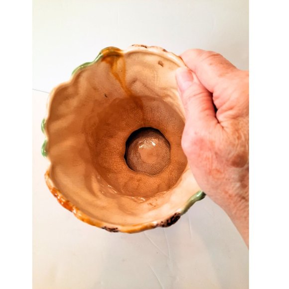 Art Nouveau-Style DRIP GLAZE VASE, Underwater Scene in Colorful Relief, 8" x 6" - Picture 6 of 11